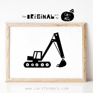 Excavator Wall Decor, Digger Print, Toddler Room Decor, Big Boy Room Print, Construction Print, Truck Print, Transportation Wall Art