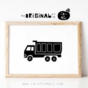 Dump Truck Print for Toddler Room Decor in Black and White ...