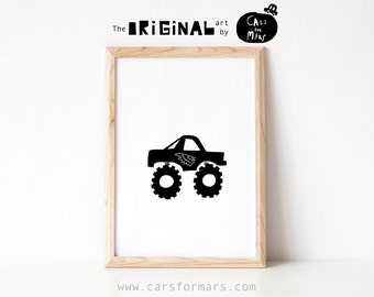 Auto Monster Truck Print, Kinderzimmer Dekor, Kinder Fahrzeug Wandkunst, Big Boys Prints, Monster Truck Geburtstag, TRUCK Prints, druckbar