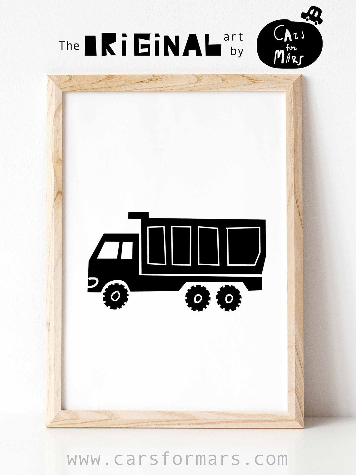 Dump Truck Print in Black and White for Kids Room Decor | Etsy