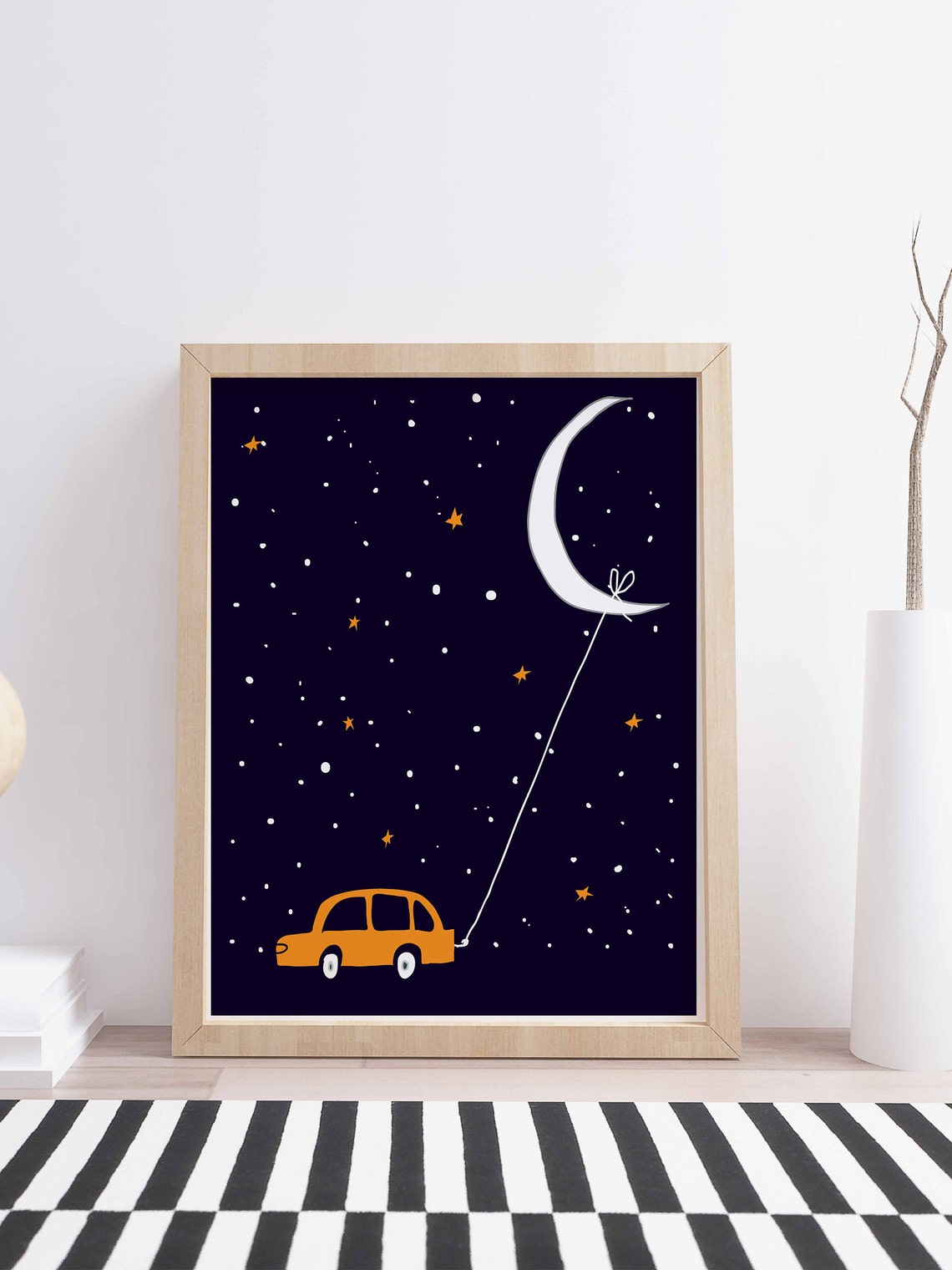 Crescent Moon Wall Art for Toddler Boy Room Decor in Navy Etsy