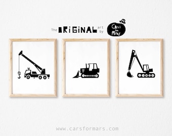 Baustelle Wandkunst Set, Lkw Kleinkind JungenZimmer Dekor, Transport Kunst druckbar, Kinderzimmer Dekor, BauGeburtstag Party Dekor