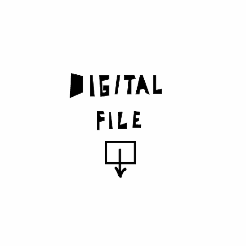 Puede incluir: Ilustraci&oacute;n en blanco y negro de un icono de descarga de archivo digital. El texto "DIGITAL FILE" est&aacute; encima del icono.