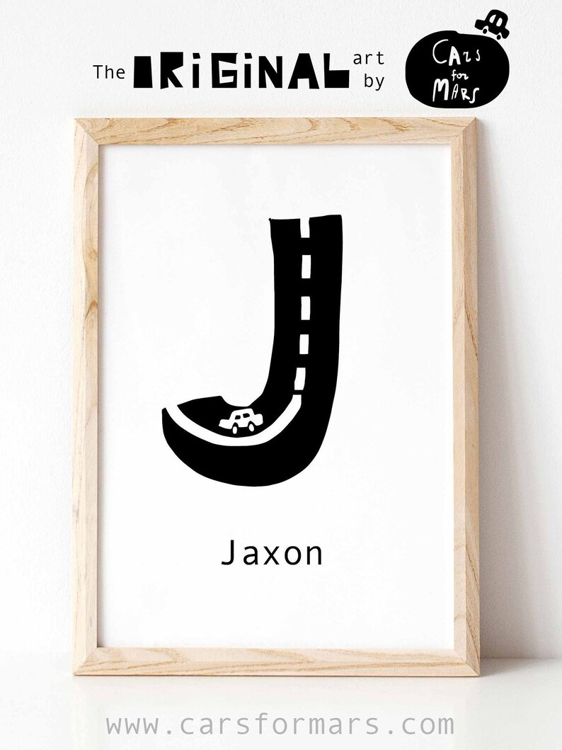 Cars Themed Name Print Transportation Wall Art Black and White Etsy