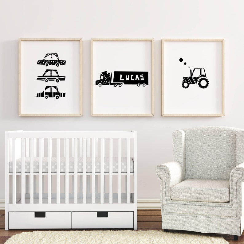 Tractor Print Black White Nursery Printable Minimalist Etsy