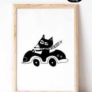 Fox Print Black and White Nursery Wall Art Instant Download ...
