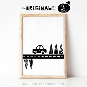 Impresión de coche en blanco y negro para niños, Arte mural de transporte, Arte de pared de coches, Descarga instantánea, Póster escandinavo