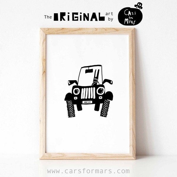 Jeep Nursery Wall Art, Jeep Poster, Black And White Nursery Prints, Transportation Wall Art, Cars Wall Art, Kid Room Decor