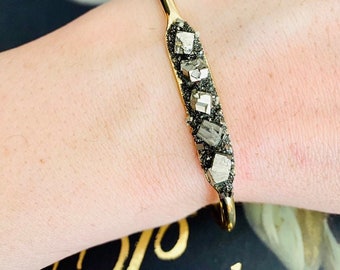 Natural Faceted Pyrite Small Beads Sterling Silver Bracelet Mens Women DIY-K 517 Natural Faceted Pyrite Small Beads Sterling Silver Bracelet Mens Women DIY-K 517