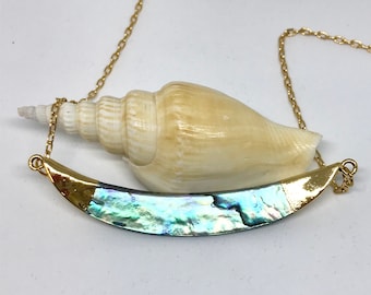Abalone Necklace  Summer Jewelry Crescent Necklace Curved Bar Necklace Shell Necklace Abalone Jewelry Beach Jewelry Idea Mermaid Accessories