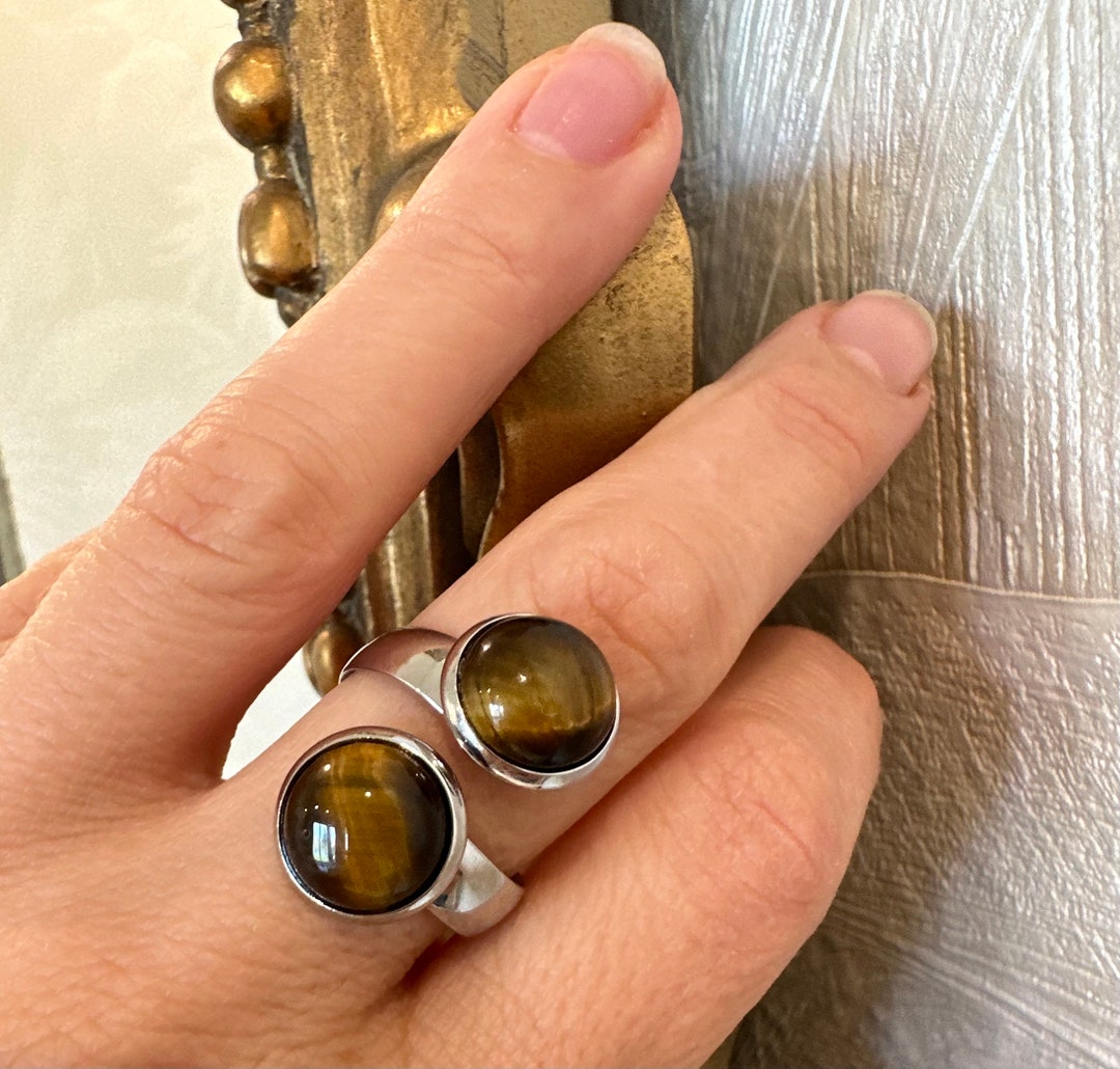 Tigers Eye Ring Multi Stone: Adjustable Crystal Jewelry - Etsy