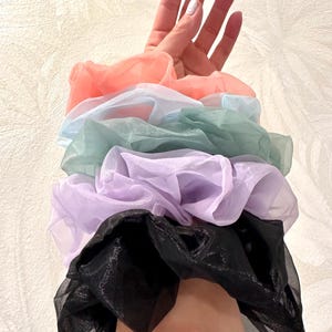 Oversized Scrunchie Organza Sheer Scrunchie Ponytail Holder Scrunchie Boho Hair Bands Sheer Hair Ties Scrunchy Set Accessories for Long Hair