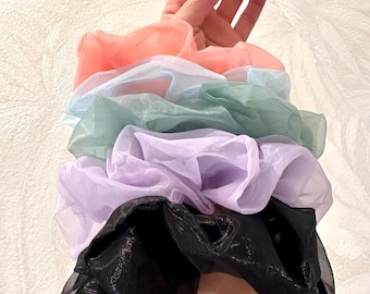 Oversized Organza Scrunchie: Sheer Chiffon Boho Hair Tie
