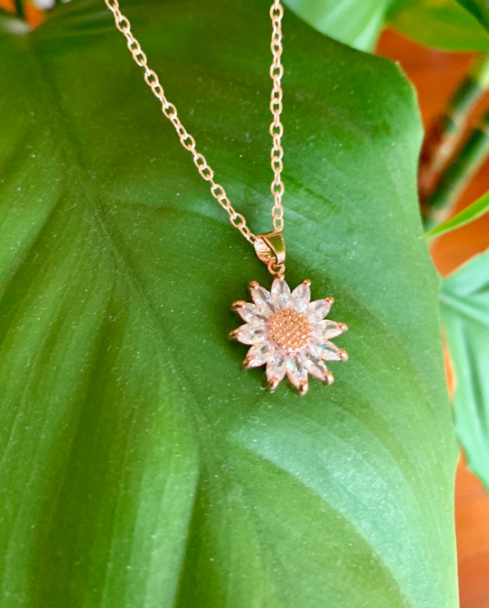 Sunflower Necklace Sunflower Jewelry Flower Pendant Etsy