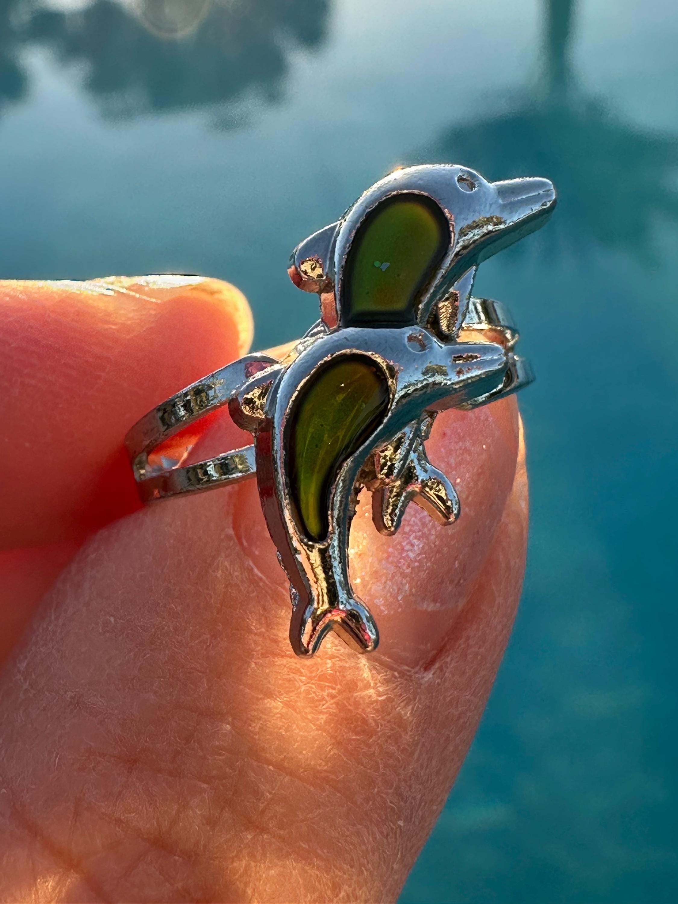 Dolphin Ring Sea Creature Jewelry Mood Ring Cute Animal Jewellery 
