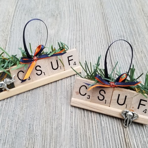 Titans " CSUF " Scrabble Ornament Made to Order for the California State University at Fullerton Team Athlete Student Professor Graduate Fan