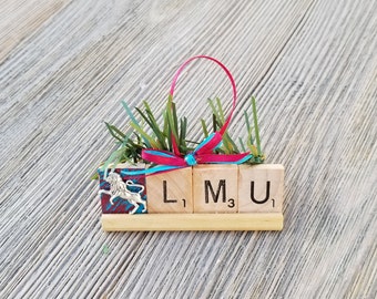 Lions " LMU " Scrabble Ornament Made to Order for the Loyola Marymount University Team, Athlete, Student, Teacher, Professor Graduate Alumni