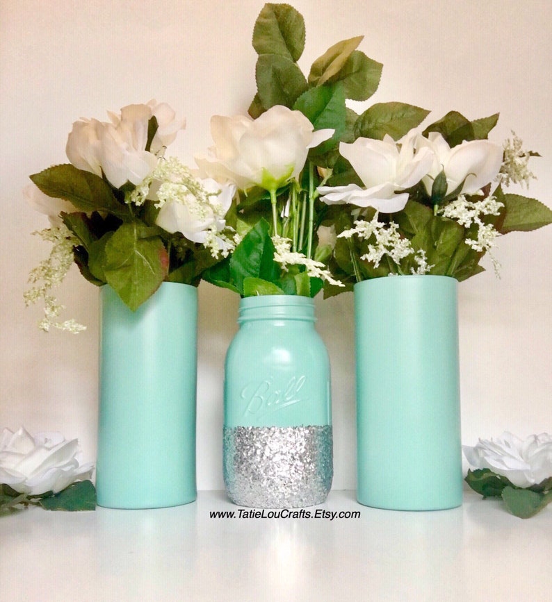 Set Of 2 Vases And 1 Jar Wedding Centerpiecebaby Shower Etsy