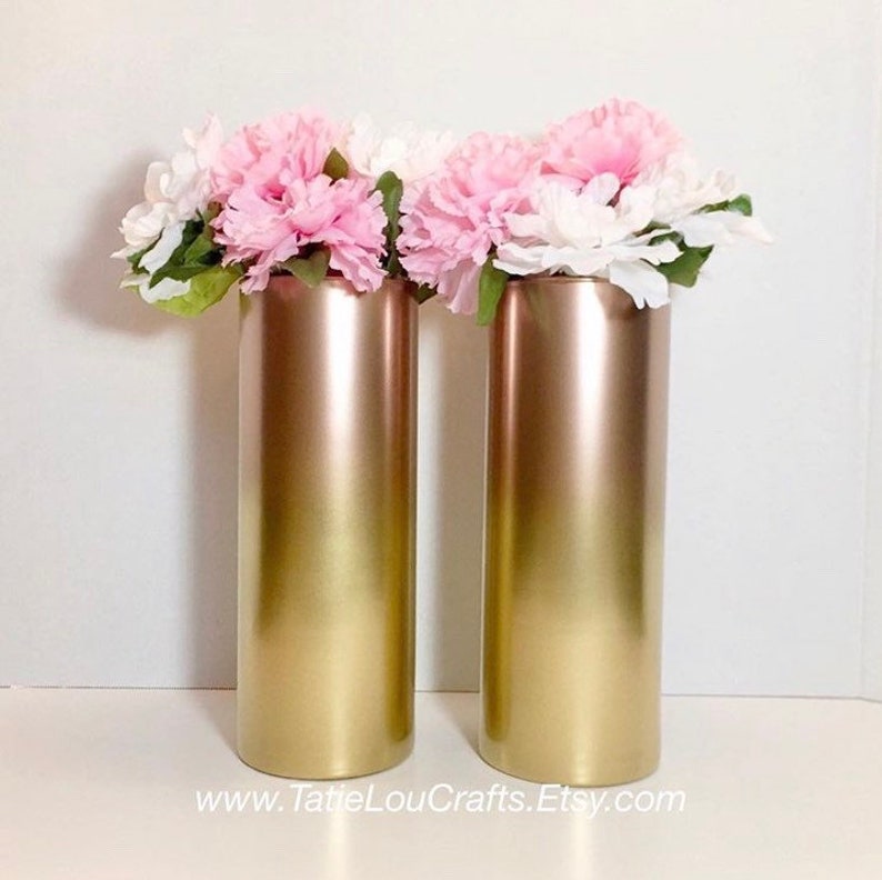 Set Of 2 Ombre Vases Glass Cylinder Vases Wedding Etsy