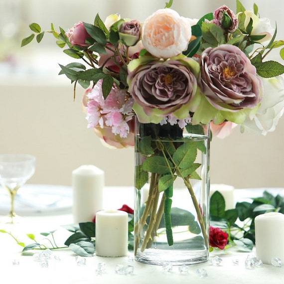 Set Of 4 Cylinder Glass Vases Flower Vases Baptism Etsy