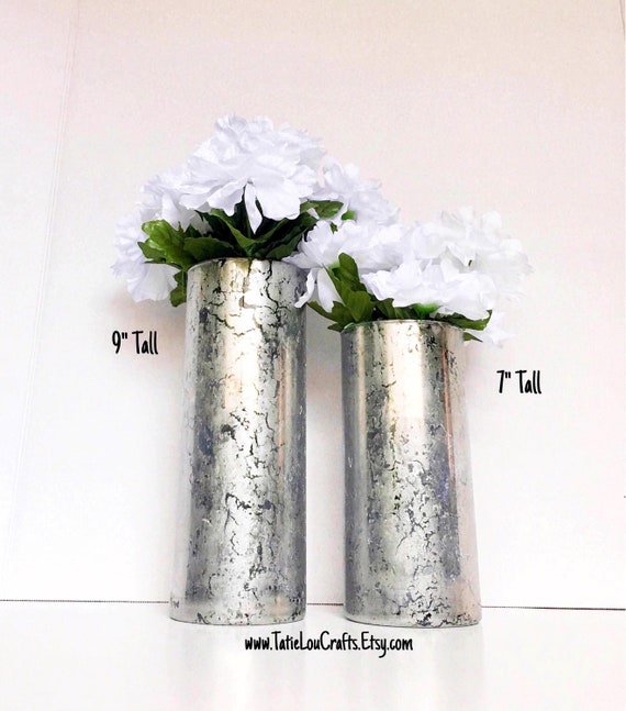 Mercury Glass Vase Wedding Centerpiece Rustic Home Decor Etsy