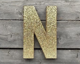 8" Glitter Standing Letter: Photo Prop, Table Decor, Paper Mache, Freestanding, Letters A-Z.