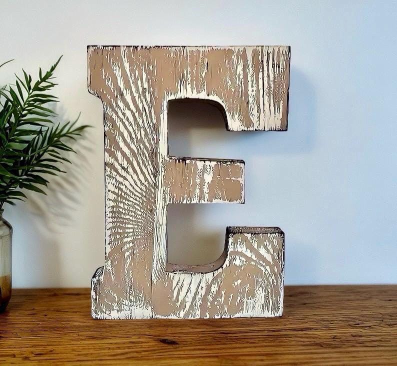 Distressed Wooden Letters: Farmhouse Decor, Initial Sign, Rustic ...
