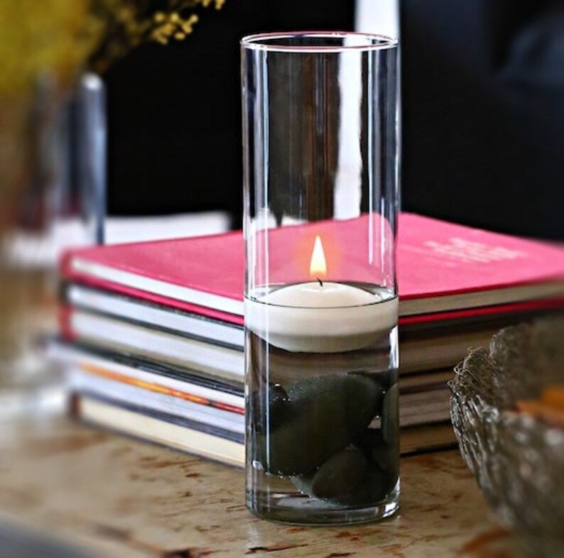 9 Tall Glass Cylinder Vase Candle Holder Flower Vase Etsy