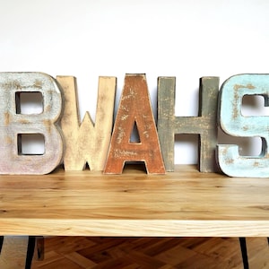 Distressed Paper Mache Letter or Number,  Farmhouse Decor, Rustic Farmhouse Decor, Wall or Shelf Initial, Standing Letters, Wedding Letters.