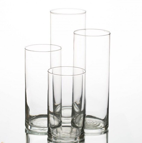 Set Of 12 Cylinder Vases Glass Vases Clear Glasswedding Etsy