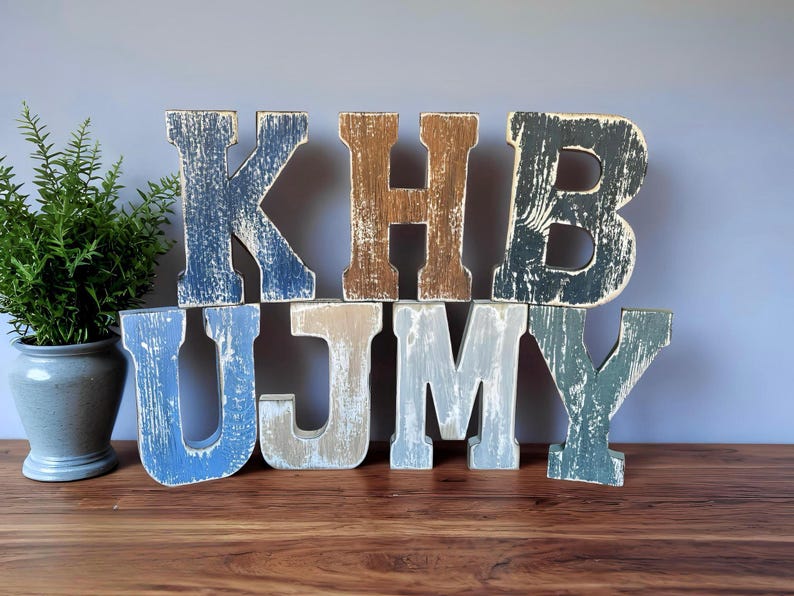 Distressed Wood Letter: Rustic Farmhouse Decor, Wall or Shelf Initial ...
