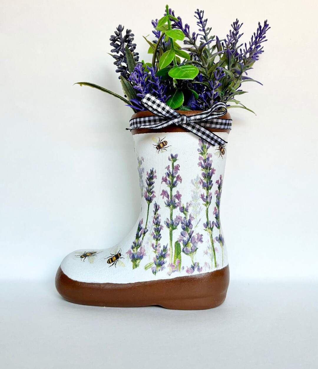 Lavender & Bumblebee Rain Boot Ceramic Rain Boot Kitchen Etsy