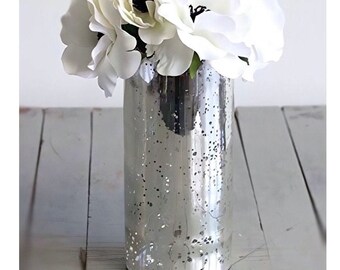 Mercury Glass Vase, Rustic Wedding, Flower Vase, Mercury Glass, Mercury Candle Holder, Silver Mercury Vase.