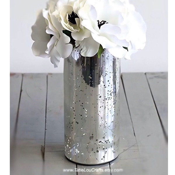 Mercury Glass Vase, Rustic Wedding, Flower Vase, Mercury Glass, Mercury Candle Holder, Silver Mercury Vase.