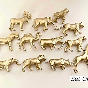 12 Mini Gold Metallic Animals- Safari Gold Animals- Party Favors- Animal Cake Toppers-Nursery Safari Decor-Shelf Decor-Safari Birthday Decor