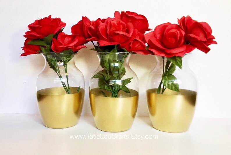 Wedding Centerpiecegold Dipped Vases Bridal Shower Etsy