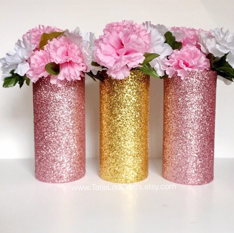 3 Glitter Vases Wedding Centerpiecesbirthday Etsy 3 Glitter Vases Wedding Centerpiecesbirthday Etsy