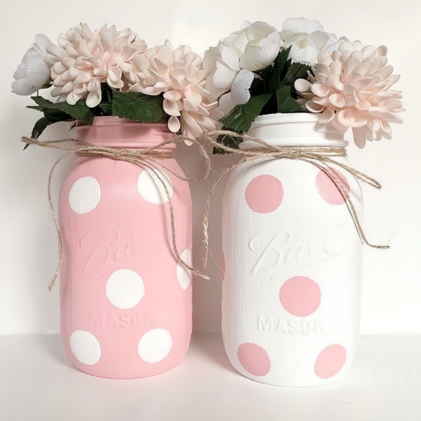 Polka Dot Mason Jars Etsy