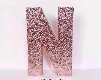 Glitter Freestanding Letter: 8" Photo Prop, Wedding Initial, Paper Mache Glitter Letters, Alphabetical Letters, Standing Letters, Birthday.