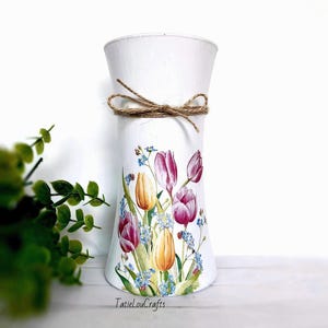 Tulip Glass Vase, Vase For Floral Arrangements, Vase For Flowers, Shabby Chic Vase, Farmhouse Vase, Flower Gifts, Decor Vase.