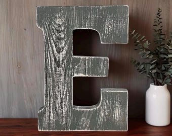 Distressed Wooden Letter: Rustic Wall or Shelf Decor, Rustic Farmhouse Decor, Wall or Shelf Initial.