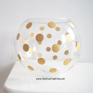 Polka Dot Glasvase, Baby-Dusche-Mittelstück, Runde Vase, Hochzeit-Mittelstück, Blumenvase, Taufe Dekor, Wohnkultur.