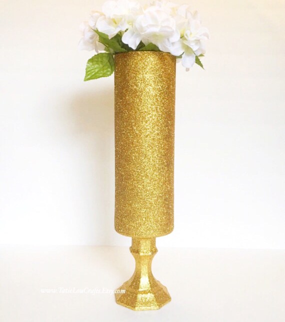 14 Tall Glitter Vase Wedding Centerpiece Candle Etsy