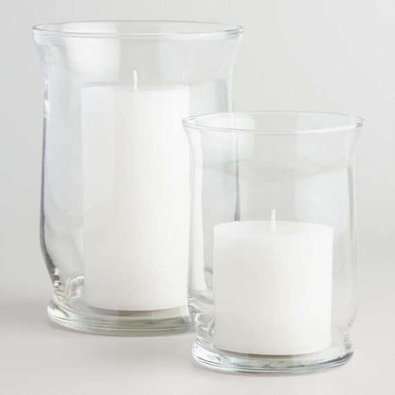 Set Of 2 Glass Hurricane Vases Wedding Centerpiecebaby Etsy