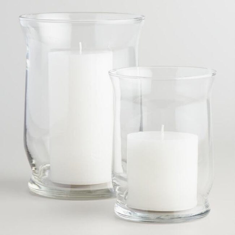 Set Of 2 Glass Hurricane Vases Wedding Centerpiecebaby Image 0
