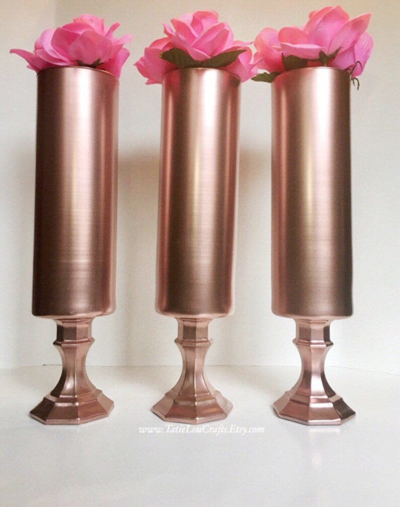 Set Of 3 Vases Wedding Centerpieces Tall Vases Sweet 16 Etsy