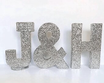 8" Glitter Standing Letter: Wedding Photo Prop, Shelf Decor