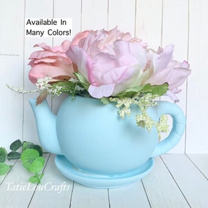 Ceramic Teapot, Shabby Chic Teapot , Flower Vase, Wedding Centerpiece, Teapot Vase, Table Decor, Bridal Shower, Nursery Decor.