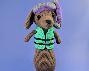 Dachshund Crochet Pattern Snorkeling Dog Amigurumi PDF