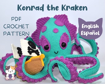 Kraken and Pirate Ship Crochet Pattern by Floofs and Things